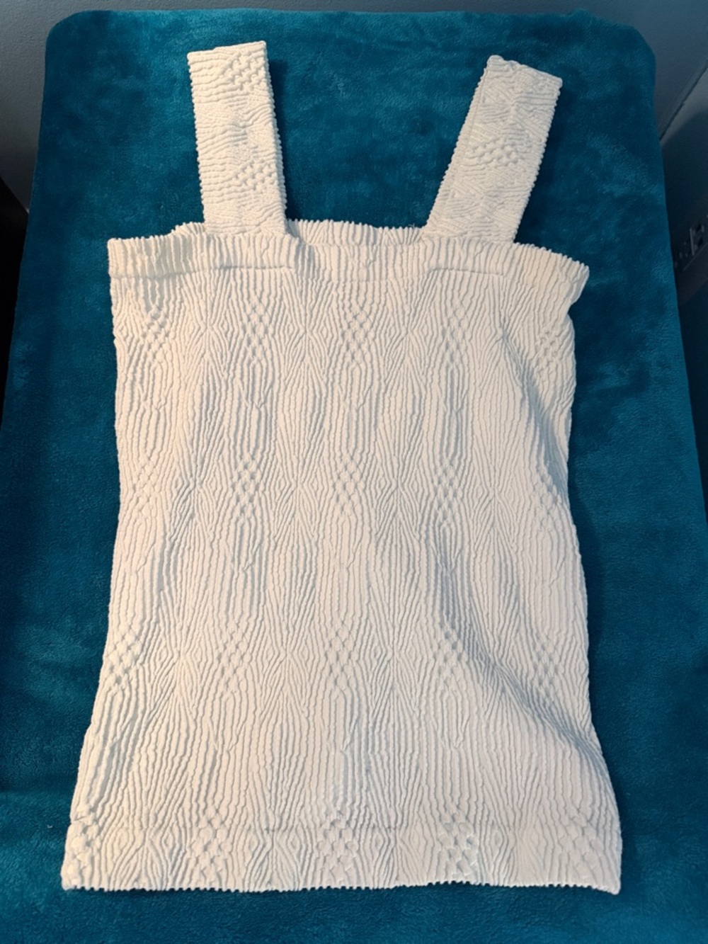 BKE Cream Textured Square-Neck Tank